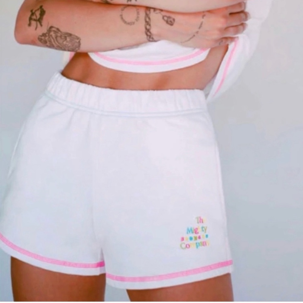The Mighty Company “The Lounger Short” - NWT Medium - white w/ rainbow details